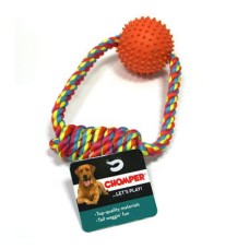 Игрушка для собак CHOMPER Тяни-толкай мяч с ручкой из каната