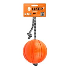 Игрушка для собак LIKER Мячик Корд на шнуре 9см оранжевый
