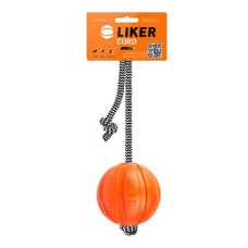 Игрушка для собак LIKER Мячик Корд на шнуре 7см оранжевый