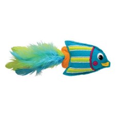Игрушка для кошек KONG Тропическая рыбка 12см фетр,перья,кошачья мята голубая
