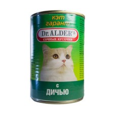 Корм для кошек DR. ALDER`S Cat Garant сочные кусочки в соусе, дичь конс.