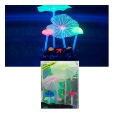 Декор для аквариумов JELLYFISH Микс из растений силикон (листья лотоса 2шт, грибы 2шт), 7х3,5х10см
