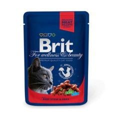 Корм для кошек BRIT Premium Cat Говядина и горошек конс. пауч