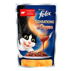 Корм для кошек FELIX Sensation в Удивительном соусе Говядина, томат конс.