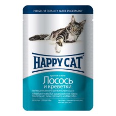 Корм для кошек HAPPY CAT Лосось, креветки в желе пауч