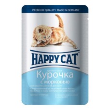 Корм для котят HAPPY CAT Курочка, морковь кусочки в соусе пауч