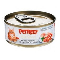Корм для кошек PETREET Кусочки розового тунца с крабом сурими конс.