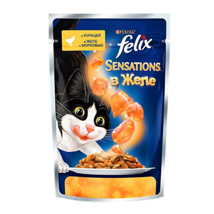 Корм для кошек FELIX (Феликс) Sensation Курица, морковь конс.