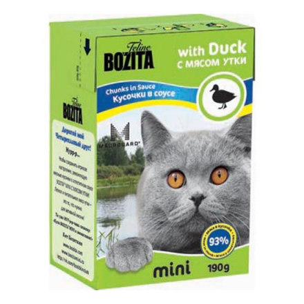 Корм для кошек BOZITA Mini кусочки в соусе с мясом утки конс.
