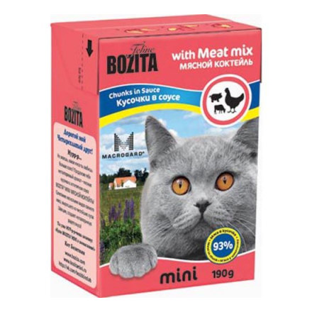 Корм для кошек BOZITA Mini кусочки в соусе мясной коктейль конс.