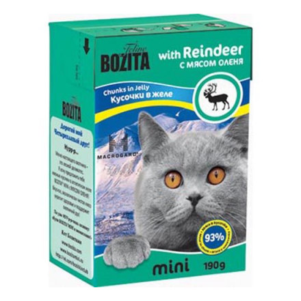 Корм для кошек BOZITA Mini кусочки в желе с мясом оленя конс.