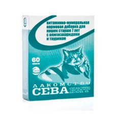 Кормовая добавка для кошек CEVA Севавит старше 7лет, витаминно-минеральная с олигосахаридами и таурином 60таб.