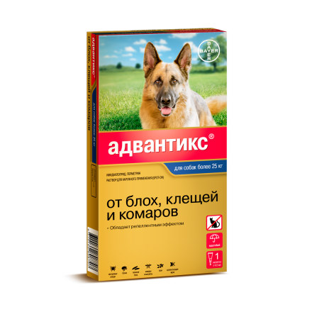Капли для собак BAYER ADVANTIX от блох, клещей, комаров  400 (25-40кг веса)