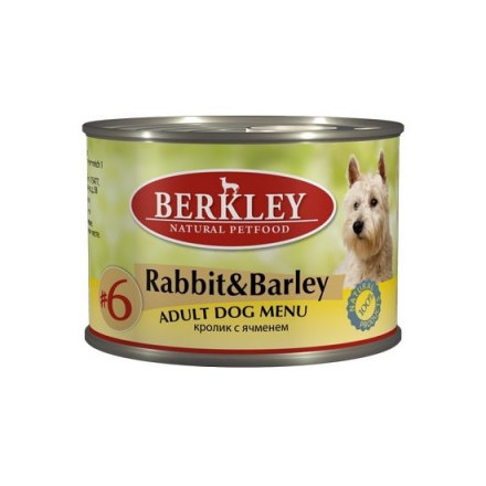 Корм для собак Berkley №6 кролик, ячмень конс.