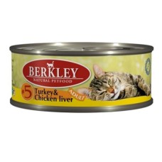 Корм для кошек Berkley №5 индейка, куриная печень конс.