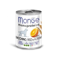 Корм для собак MONGE Dog Monoproteico Fruits паштет из индейки с рисом и цитрусовыми конс.