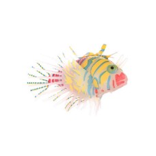 Декор для аквариумов JELLYFISH Рыба-лев цветная силиконовая, светящаяся в темноте, большая, 12х8х4см