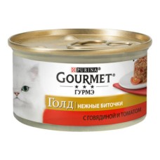 Корм для кошек GOURMET Gold Нежные биточки говядина, томаты конс.