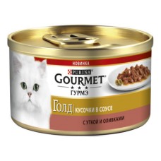Корм для кошек GOURMET Gold суфле утка и оливки конс.
