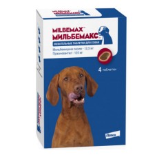 Антигельминтик для собак Elanco Мильбемакс в виде жевательных таблеток 12,5/125мг 4таб.