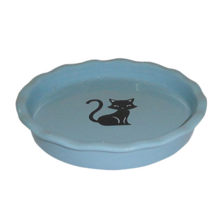 Миска для животных FOXIE Black Cat голубая керамическая 15,5х15,5х2,5см 150мл