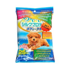 Шампуневые полотенца EARTH PET с шелк. протеином и медом для маленьких и средних собак 20х30см, 25шт