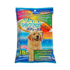 Шампуневые полотенца EARTH PET с шелковым протеином и медом для крупных собак 20х30см, 15шт