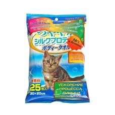 Шампуневые полотенца EARTH PET шелковым протеином и медом для кошек 20х30см, 25шт