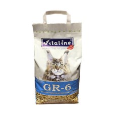 Наполнитель для кошачьего туалета VITALINE GR-6 для крупных кошек древесный, бум-пакет 5кг (7,5л)