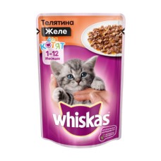 Корм для котят Whiskas телятина желе пауч