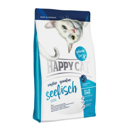 Корм для кошек HAPPY CAT с чувствительным пищеварением, беззерновой, морская рыба  1,