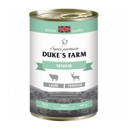 Корм для пожилых собак DUKE'S FARM ягненок, оленина, рис, шпинат
