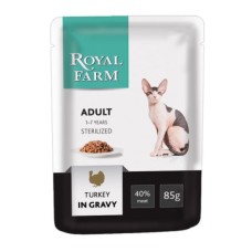Корм для кошек ROYAL FARM для стерилизованных, индейка в соусе пауч