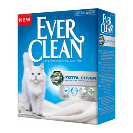 Наполнитель для кошачьего туалета EVER CLEAN Total Cover комкующийся с микрогранулами 6л