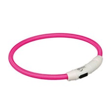 Ошейник светящийся для собак TRIXIE Мигающее кольцо USB M–L: 45см 7мм нейлон розовый USB