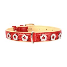 Ошейникдля собак COLLAR Brilliance двойной с украшением Цветочек ширина 20мм длина 30-39см красный