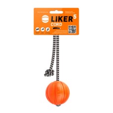 Игрушка для собак LIKER Мячик Корд на шнуре 5см оранжевый