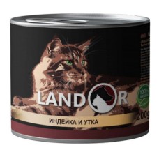 Корм для кошек LANDOR индейка с уткой банка
