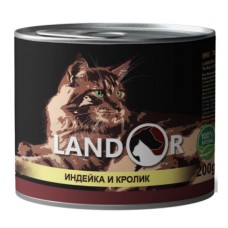 Корм для кошек LANDOR индейка с кроликом банка