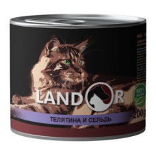 Корм для кошек LANDOR телятина с сельдью банка