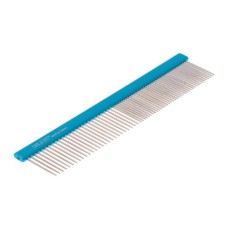Расчёска DeLIGHT алюм. 19,5 см с плоской синей ручкой, зуб 2,8 см, 50/50 316650-6
