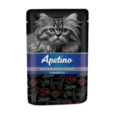 Корм для кошек APETINO для стерилизованных ягненок, горошек в соусе пауч