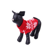 Свитер для собак PrettyPet Красный с белыми снежинками размер S 21 см