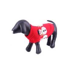 Свитер для собак PrettyPet красный со снеговиком размер S 21 см