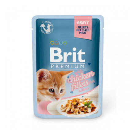 Корм для котят BRIT Premium Cat Gravy Кусочки из куриного филе в соусе пауч