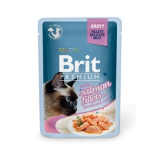 Корм для кошек BRIT Premium Cat Gravy для стерилизованных Кусочки из филе лосося в соусе пауч