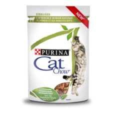 Корм для кошек CAT CHOW для стерилизованных Ягненок с зелёной фасолью в желе пауч