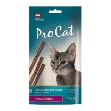 Лакомство для кошек PRO CAT Лакомые палочки с уткой и кроликом 13,5 см (3 шт х 5 г.) 15 г.