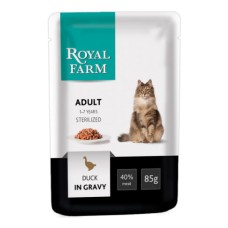 Корм для кошек ROYAL FARM для стерилизованных утка в соусе конс. пауч