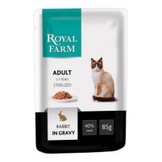 Корм для кошек ROYAL FARM для стерилизованных кролик в соусе конс. пауч